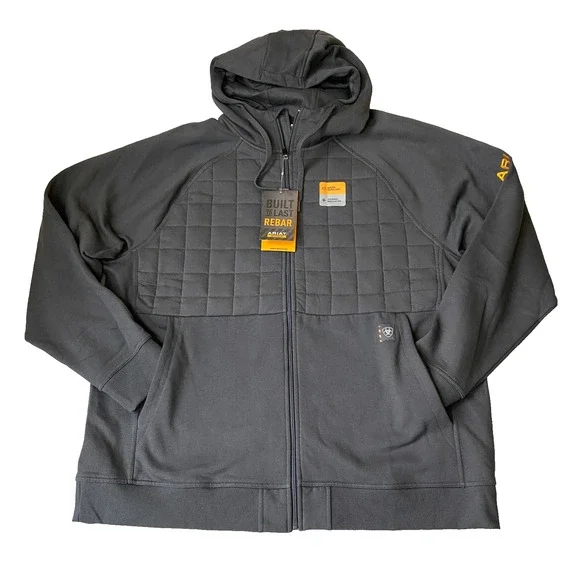 Ariat Rebar Regulatory Full Zip Hooded Insulated Jacket Men XXL Black NWT - Picture 16 of 16